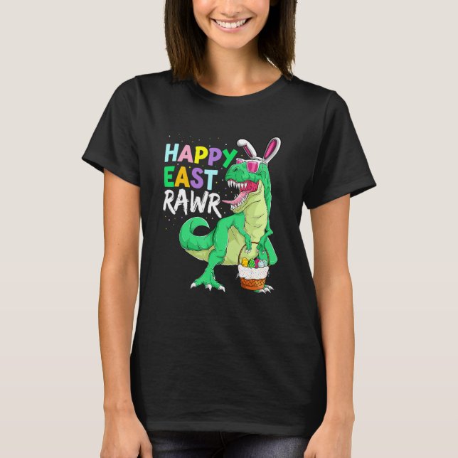 Camiseta Happy Eastrawr Rex Dinosaur Easter Bunny Egg Costu (Frente)