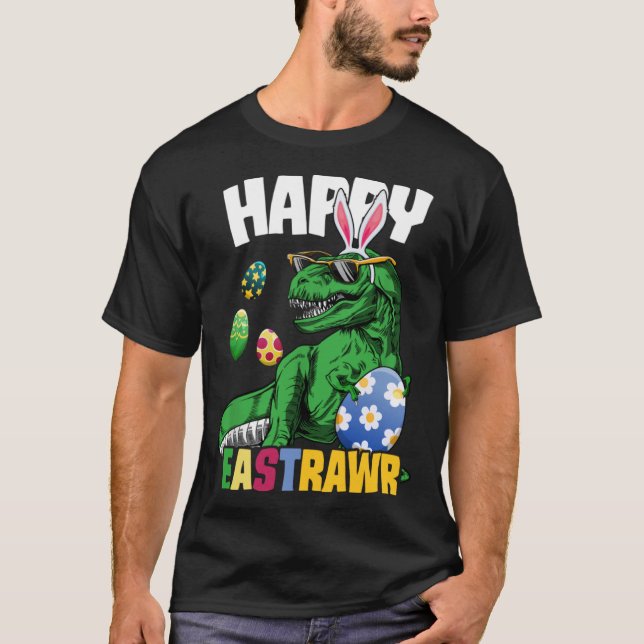 Camiseta Happy Eastrawr Rex Dinosaur Easter Bunny Egg Costu (Frente)