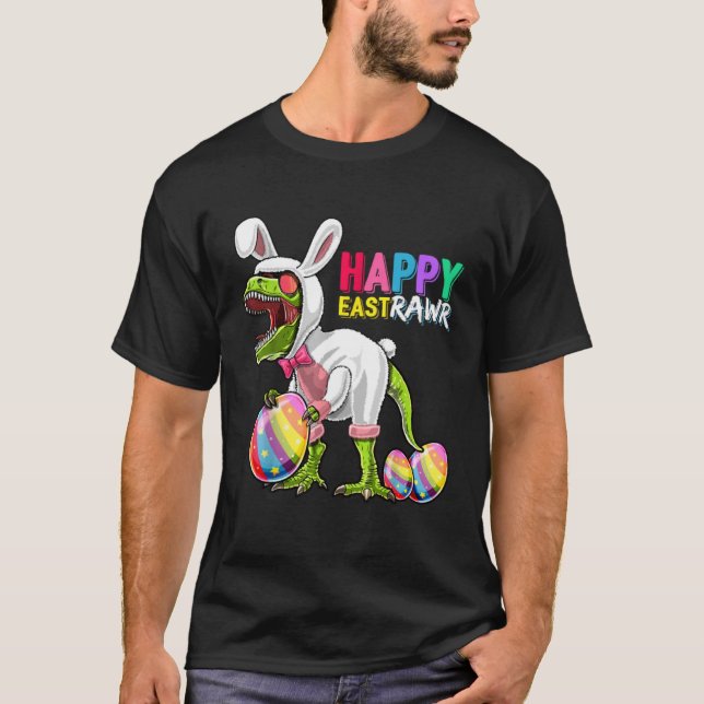 Camiseta Happy Eastrawr Rex Dinosaur Easter Bunny Egg Costu (Frente)