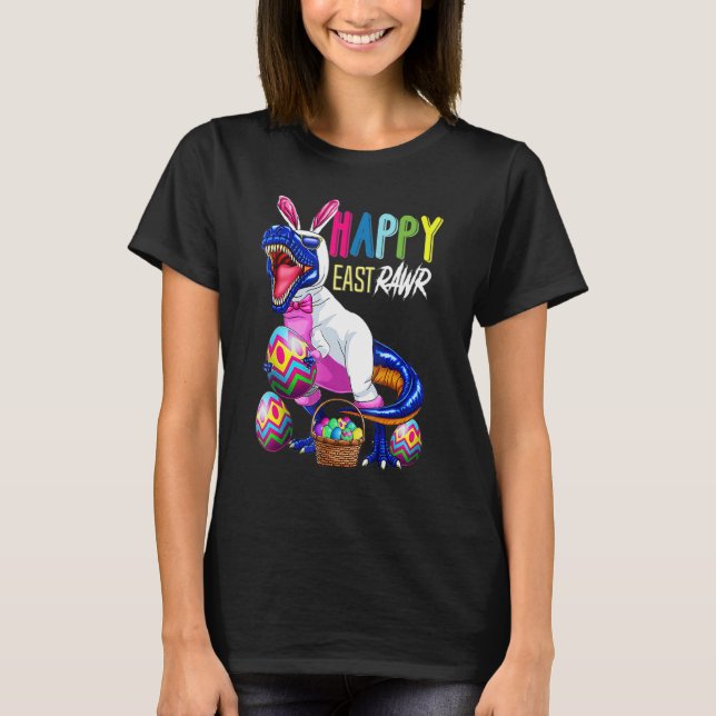 Camiseta Happy Eastrawr Rex Dinosaur Easter Bunny Egg Costu (Frente)