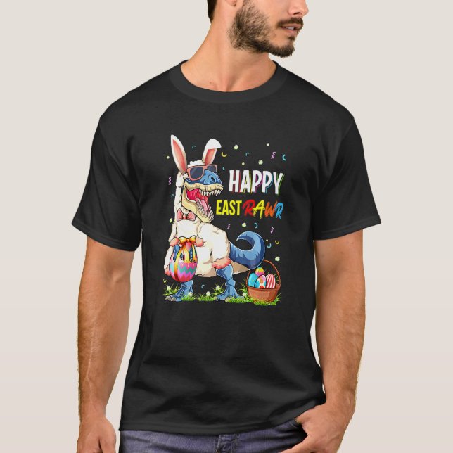 Camiseta Happy Eastrawr Rex Dinosaur Easter Bunny Egg Costu (Frente)