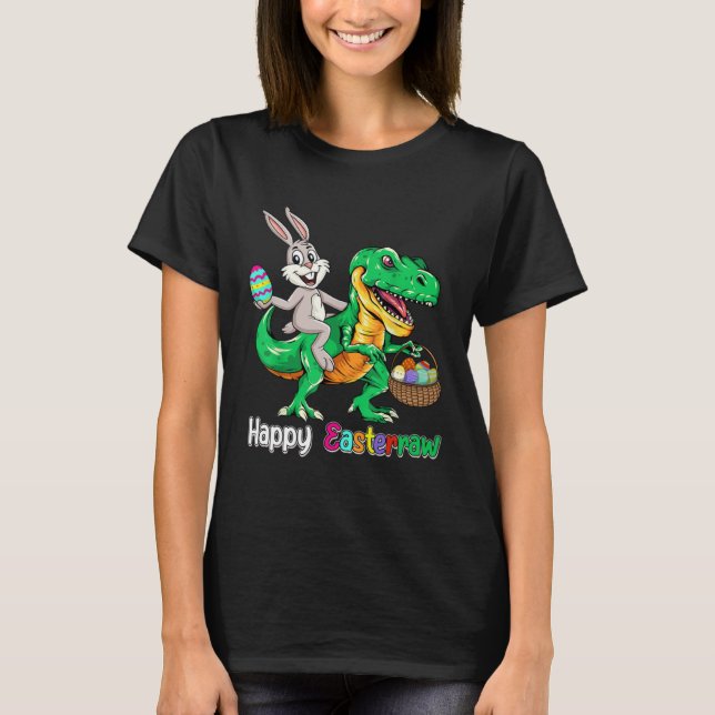 Camiseta Happy Eastrawr Rex Dinosaur Easter Bunny Egg Kids  (Frente)