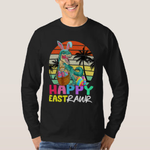 Camiseta Happy Eastrawr Rex Easter Bunny Dinosaur Ovos Todd