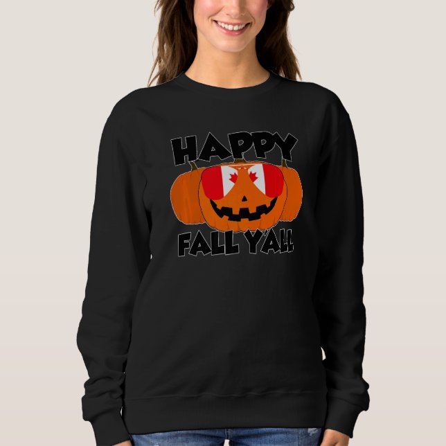 Camiseta Happy Fall Y'all Thanksgiving Pumpkin Canada Glass (Frente)