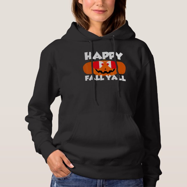Camiseta Happy Fall Y'all Thanksgiving Pumpkin Canada Glass (Frente)