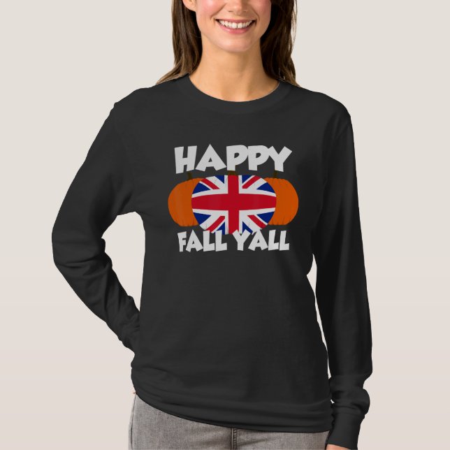 Camiseta Happy Fall Y'all Thanksgiving Pumpkin UK 2 (Frente)