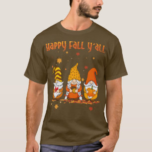 Camiseta Happy Fall Yall Três Gnomos Na Estação Do Outono G