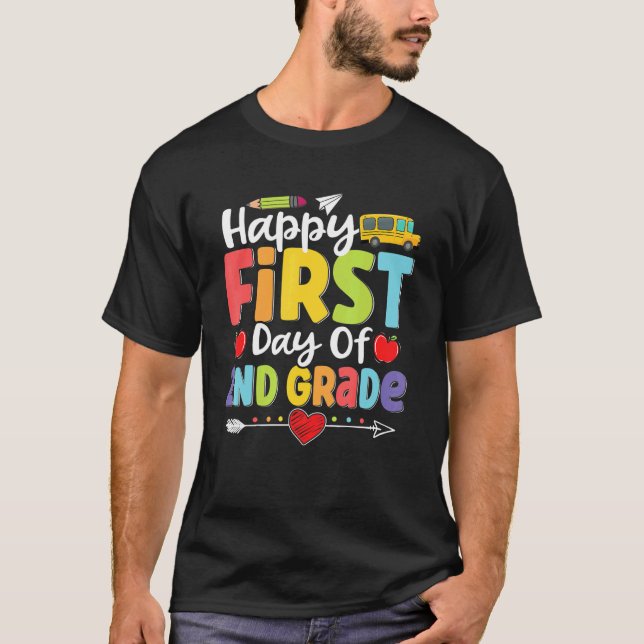 Camiseta Happy First Day Of 2nd Grade   Teacher Student Kid (Frente)