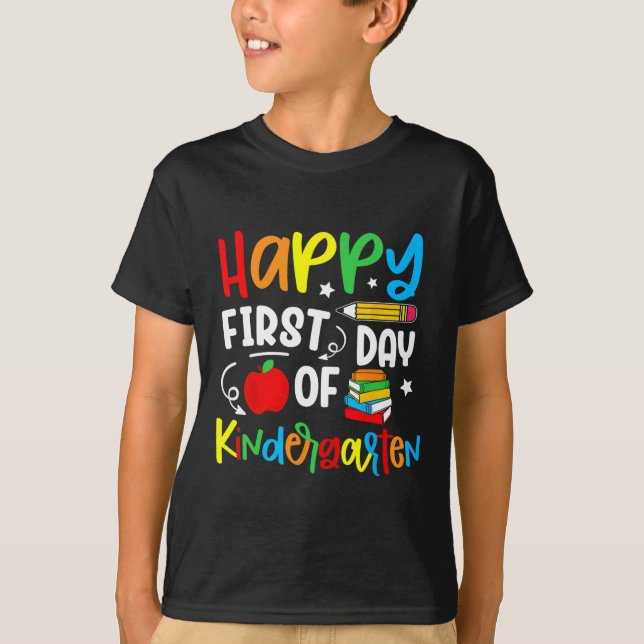 Camiseta Happy First Day Of Kindergarten Back To School Tea (Frente)