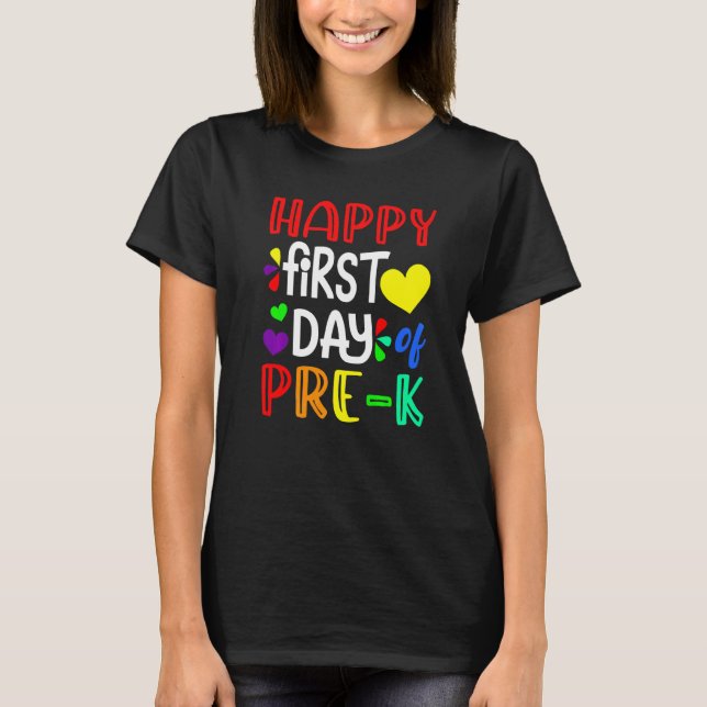 Camiseta Happy First Day Of Pre K Cute Back To School (Frente)
