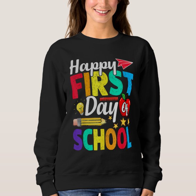 Camiseta Happy First Day Of School Cute  Back To School 1 (Frente)