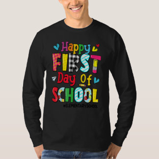 Camiseta Happy First Day Of School Elementary School Back T