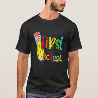 Camiseta Happy First Day Of School Teacher And Student Back