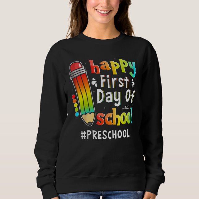 Camiseta Happy First Day Of School Teacher Preschool Back T (Frente)