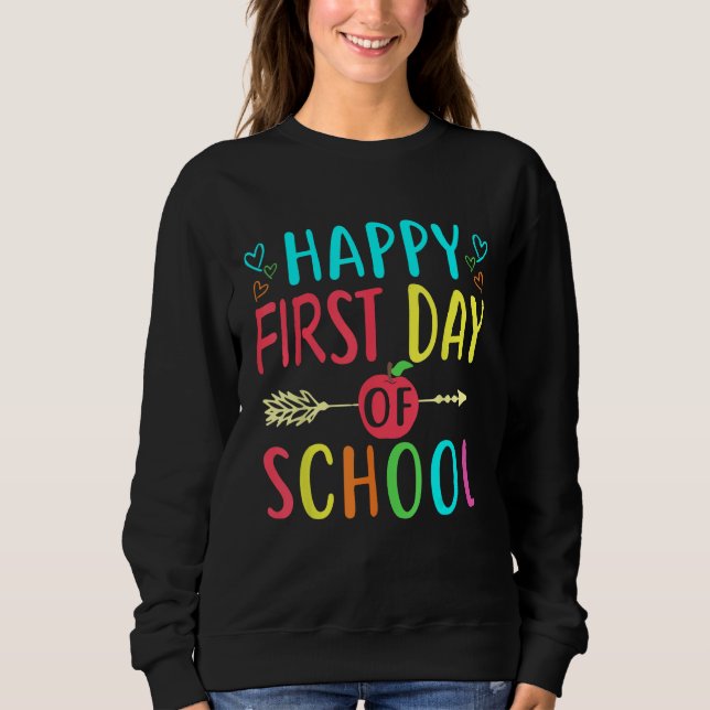 Camiseta Happy First Day Of School Teacher Student Back To  (Frente)