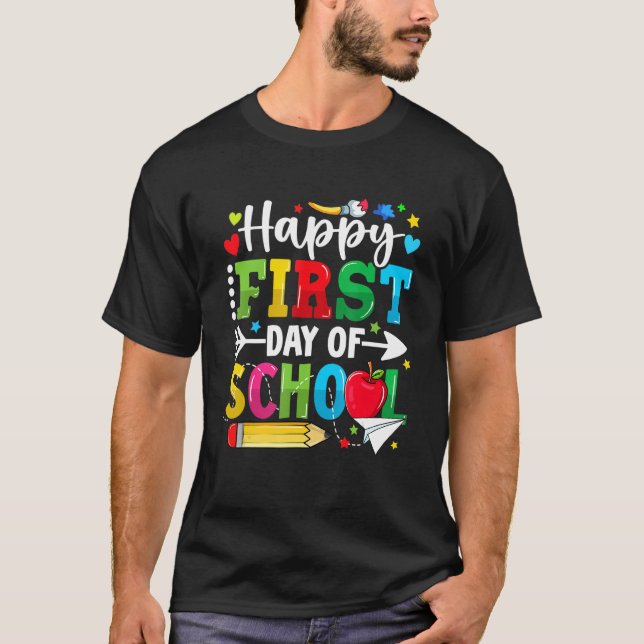 Camiseta Happy First Day Of School Teachers Back To School  (Frente)