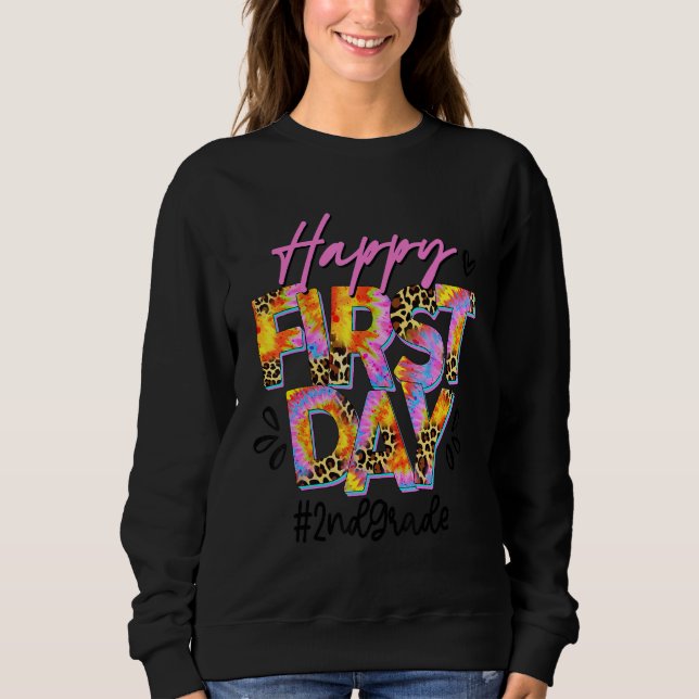 Camiseta Happy First Day Of School Tie Dye Leopard 2nd Grad (Frente)
