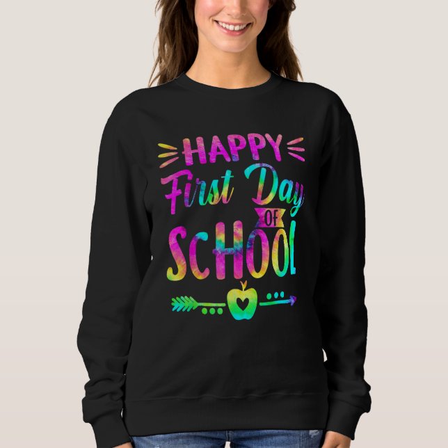 Camiseta Happy First Day Of School Tie Dye Students And Tea (Frente)