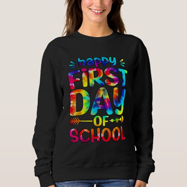 Camiseta Happy First Day Of School Tie Dye Teacher Back To  (Frente)