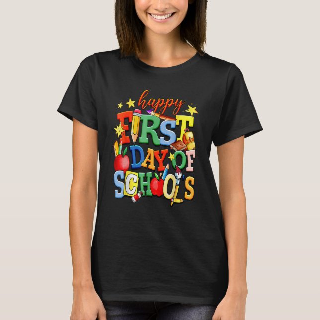 Camiseta Happy First Day Of School Welcome Back To School K (Frente)