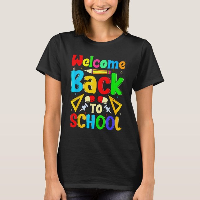 Camiseta Happy First Day School Welcome Back To School Cute (Frente)