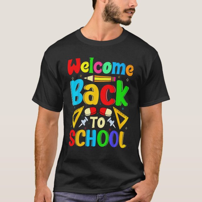 Camiseta Happy First Day School Welcome Back To School Cute (Frente)