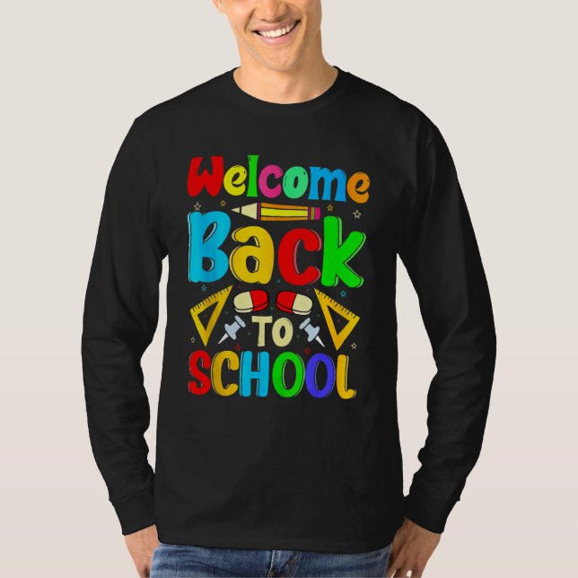 Camiseta Happy First Day School Welcome Back To School Cute (Frente)