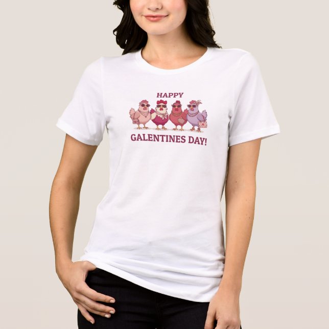 Camiseta Happy Galentines Day Chicken Squad Cute Funny Hens (Frente)