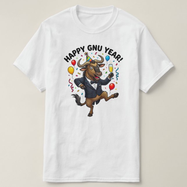 Camiseta Happy Gnu Year (male) (Frente do Design)