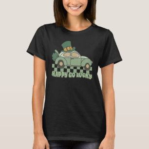 Camiseta Happy Go Lucky Carro Retro Dia de São Patrício Pat