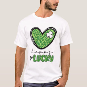 Camiseta Happy Go Lucky Heart Dia de São Patrício Lucky C