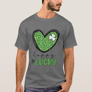 Camiseta Happy Go Lucky Heart Dia de São Patrício Lucky Clo