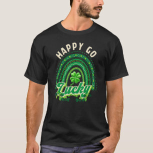 Camiseta Happy Go Lucky Rainbow Leopardo Lucky Saint Patric