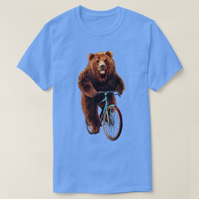 Camiseta Happy Grizzly Bear Cycling, Mountain Bike Bicycle  (Frente do Design)