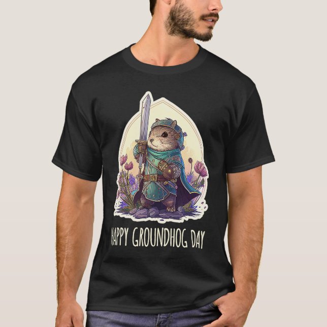 Camiseta Happy groundhog Day Quote Cool Groundhog knight (Frente)