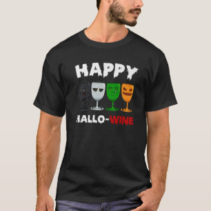 Camiseta Happy Hallo-Wine - Dia de as Bruxas engraçado com