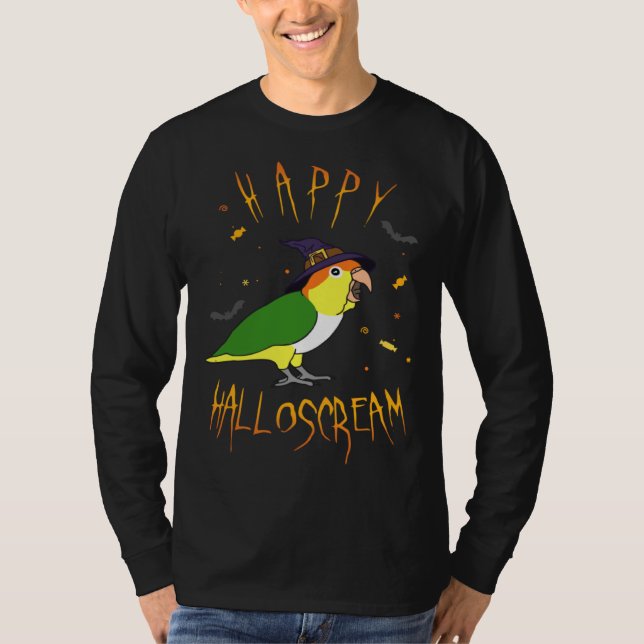 Camiseta Happy Halloscream White Bellied Caique Witch Hat B (Frente)