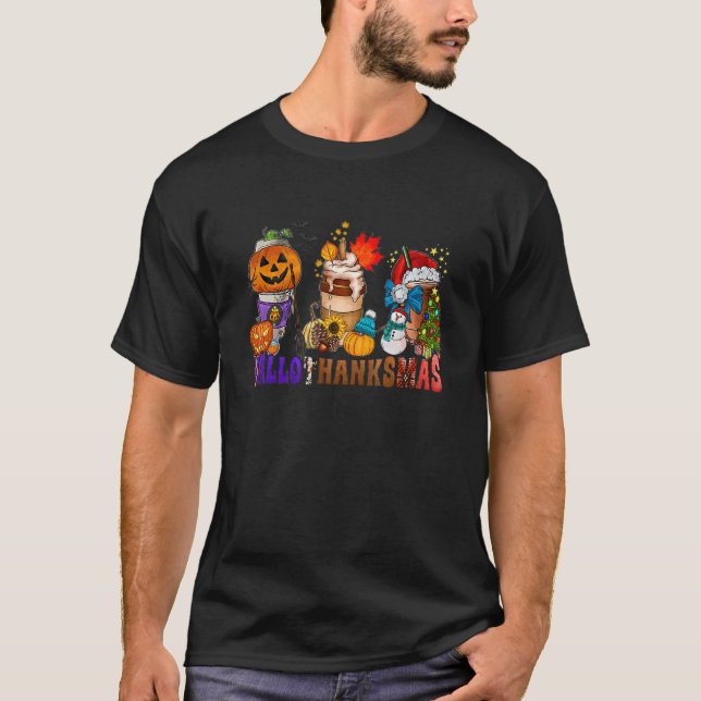 Camiseta Happy Hallothanksmas Coffee Latte Halloween Thanks (Frente)