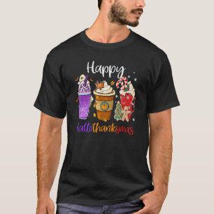 Camiseta Happy Hallothanksmas Coffee Latte Halloween Thanks