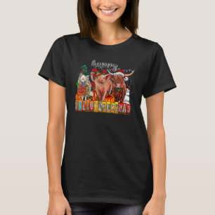 Camiseta Happy Hallothanksmas Coffee Pig Cow Highland Sheep