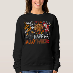 Camiseta Happy Hallothanksmas Dabbing Witch Santa Hat Pumpk