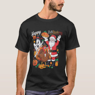 Camiseta Happy Hallothanksmas Ghost Turkey Pumpkin Christma