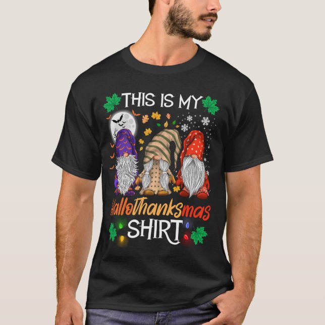 Camiseta Happy Hallothanksmas Gnomos Lover (Frente)