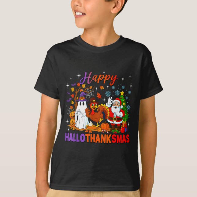 Camiseta Happy Hallothanksmas Halloween Thanksgiving 67 Chr (Frente)