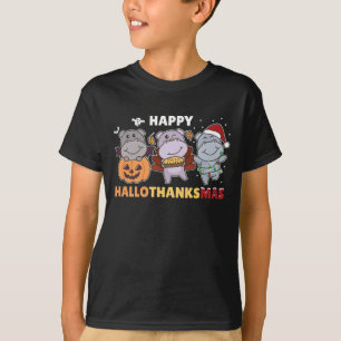 Camiseta Happy Hallothanksmas Hippos Christmas Hippo