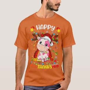 Camiseta Happy Hallothanksmas Strawberry Cow Ação de Graças
