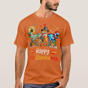 Camiseta Happy Hallothanksmas T Rex Dinosaur Halloween Chri