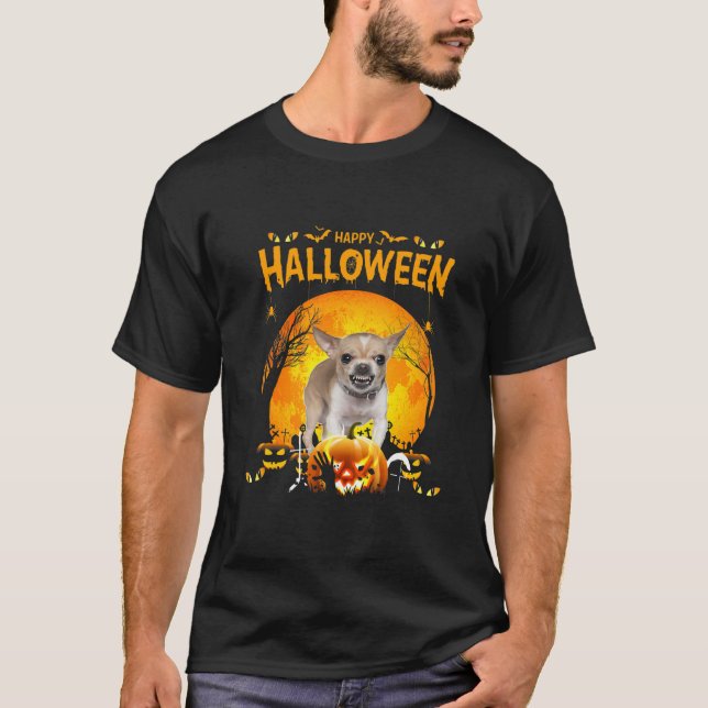Camiseta Happy Halloween Chihuahua Dog Pumpkin Costumes (Frente)
