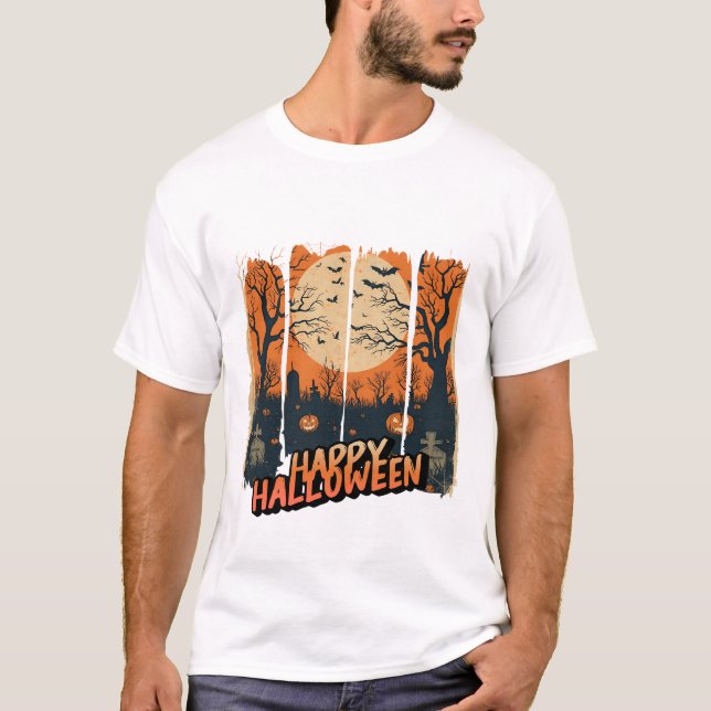 Camiseta Happy Halloween con Cementerio (Frente)
