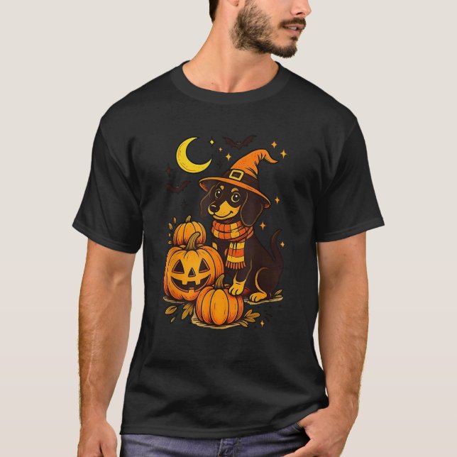 Camiseta Happy Halloween Dachshund Pet Owner Holiday Wiener (Frente)